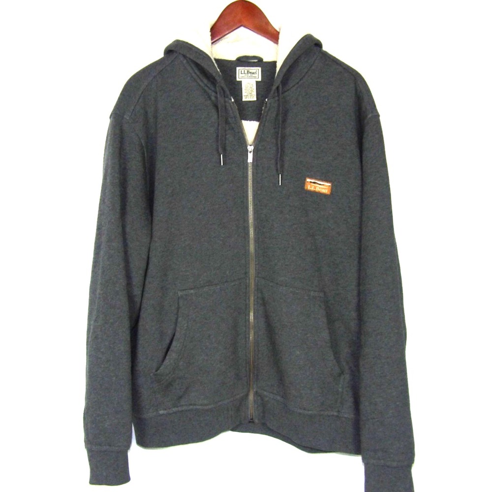 L.L. Bean Gray Katahdin Iron Works Zip-Up Fleece Lined Hoodie Men's Large